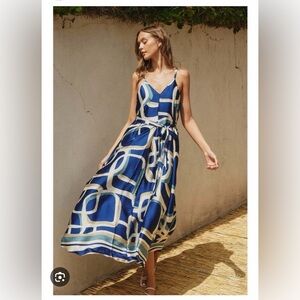 Dress Forum Strapless Dress in Blue and Cream